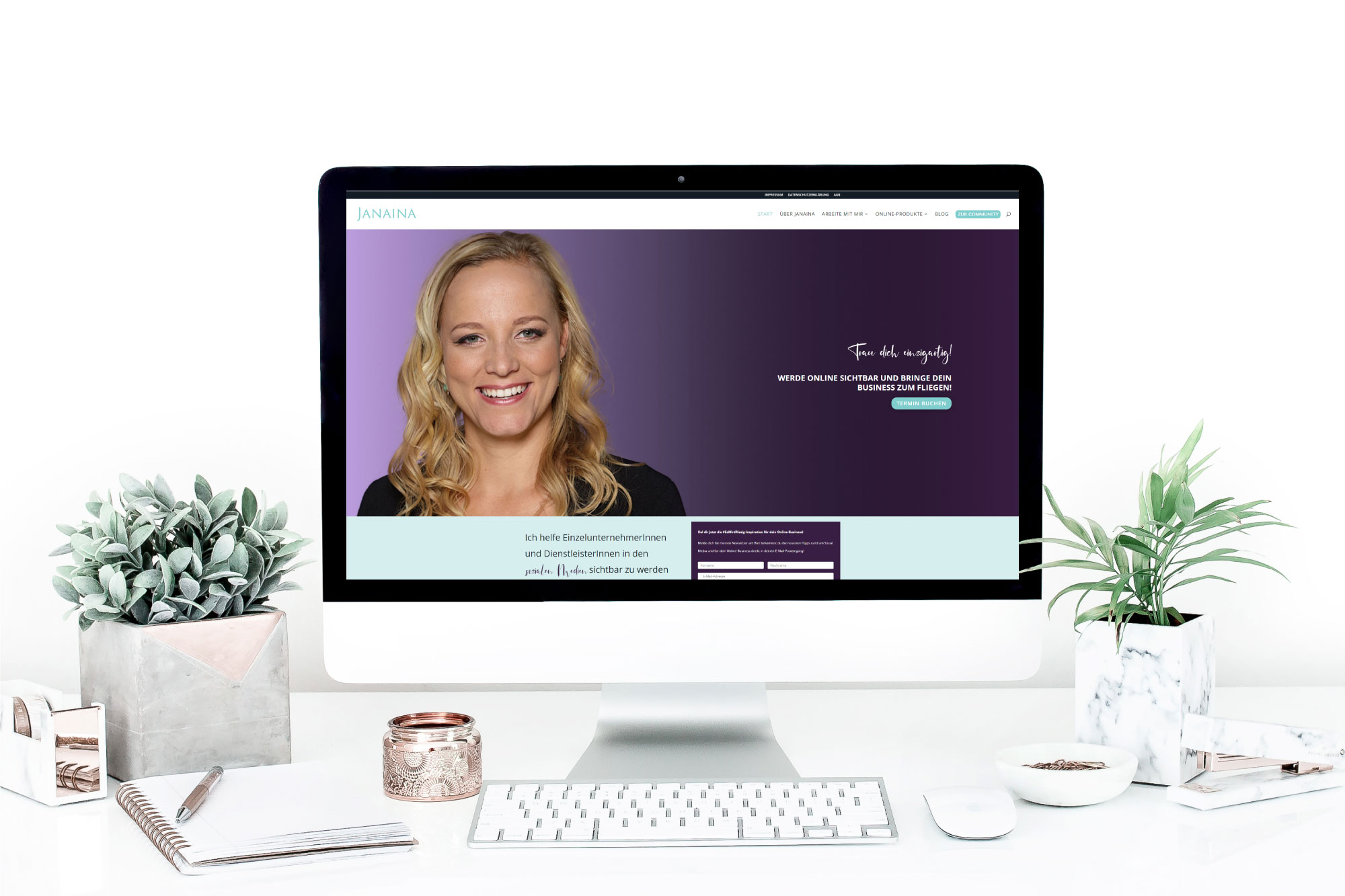 Branding & Website Design für Online-Unternehmerin und Social Media Expertin Janaina von Moos